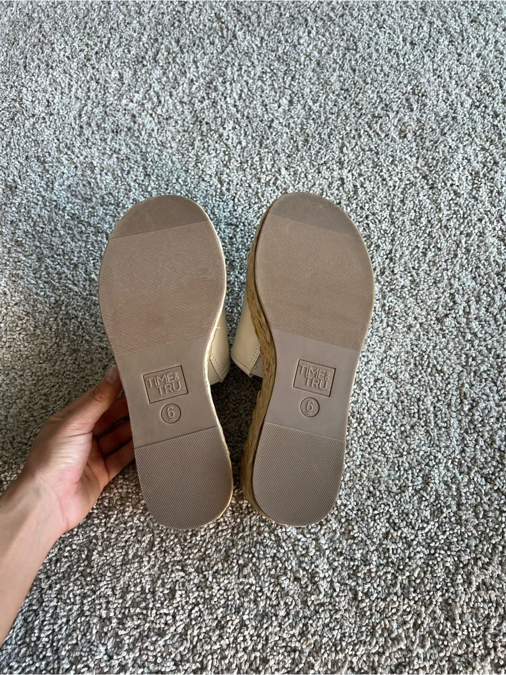 Time and Tru White Platform Espadrille Slide Sandals
